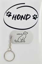 Honden sleutelhanger inclusief kaart – honden liefhebber cadeau - animals - Leuk kado voor je dieren liefhebber om te geven - 2.9 x 5.4CM
