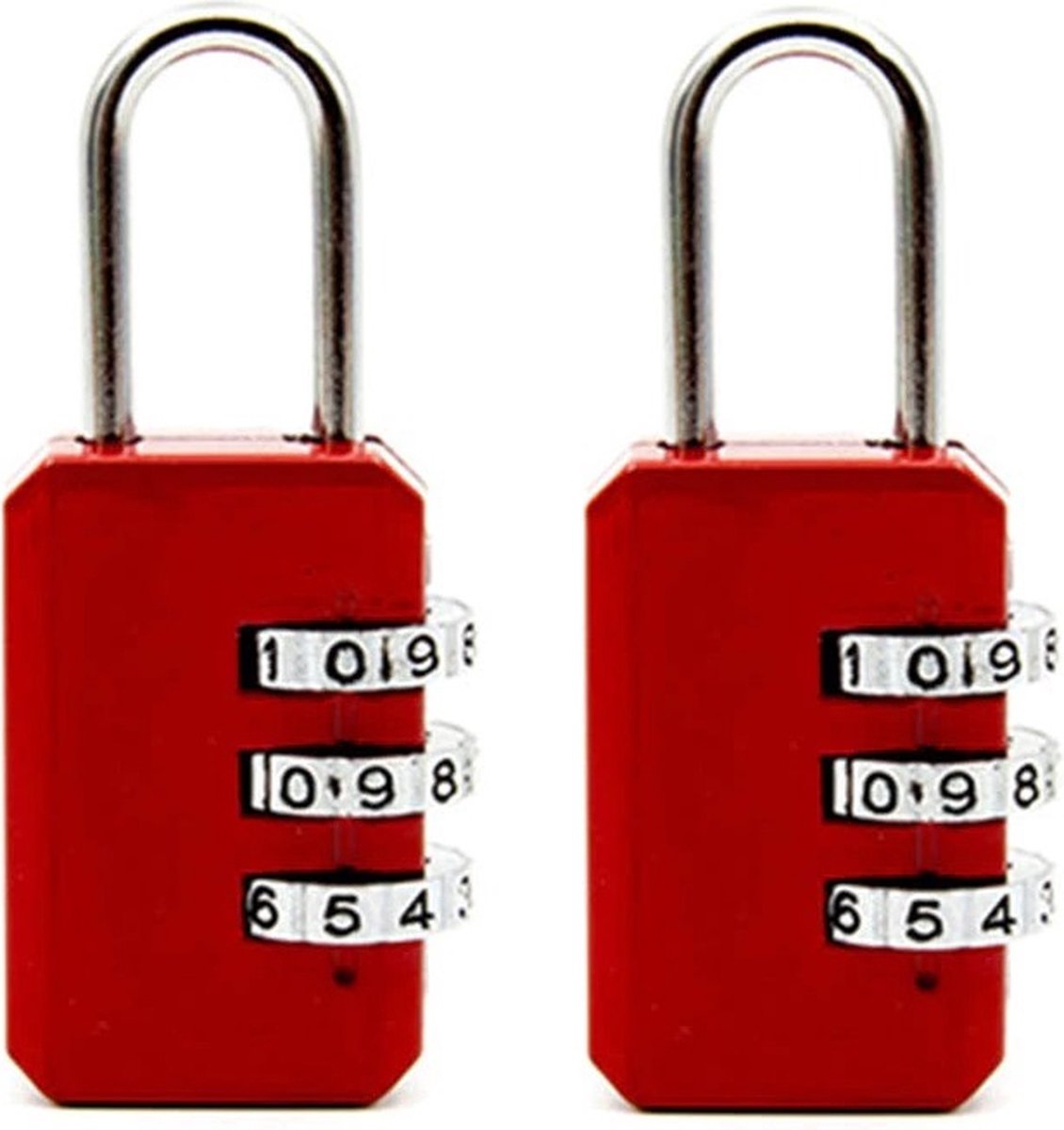 2 stuks mini Cijferslot – 3-cijferig Slot – Rood – Hangslot geschikt voor kluisje, rugzak, locker, tas