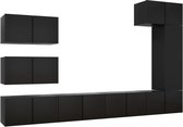 vidaXL - 8-delige - Tv-meubelset - bewerkt - hout - zwart