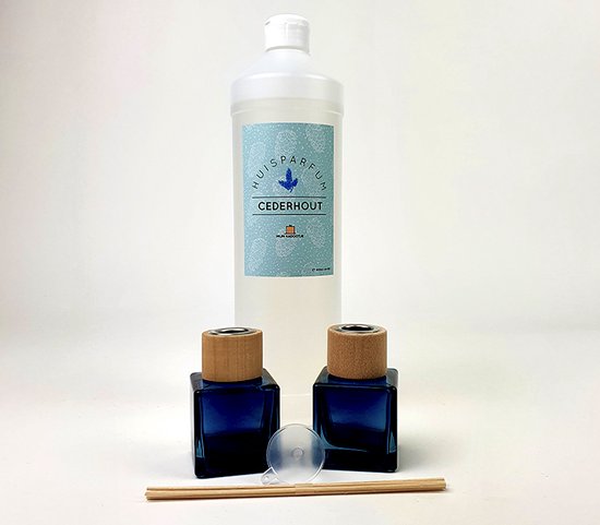 Geurstokjes - Set van 18 flesjes + 1L huisparfum - Geurverspreider - Geurstokjes navulling - Marineblauw