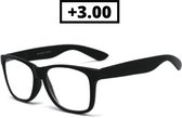 Orange85 Leesbril Zwart +3.00 - Heren - Dames - Leesbrillen - Met sterkte +3 - Trendy - Lees bril - Mat zwart
