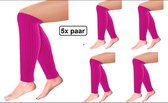 5x Paar Beenwarmers Milano neon roze-pink - Thema feest party disco festival partyfeest
