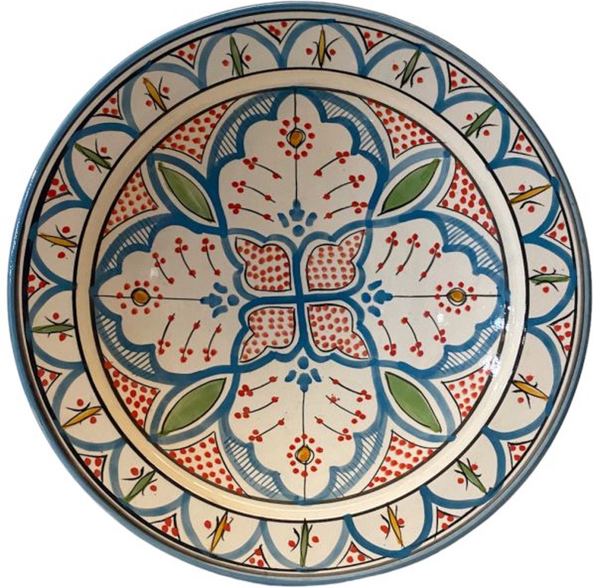 Marokkaanse aardewerk schaal met bloemenpatronen Ø35
