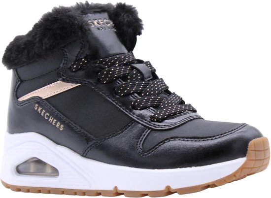 Skechers Uno - Cozy On Air Meisjes Sneakers - Black/Rose Gold - Maat 31