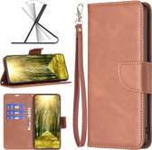 iPhone 14 Plus Hoesje - MobyDefend Wallet Book Case Met Koord - Bruin - GSM Hoesje - Telefoonhoesje Geschikt Voor iPhone 14 Plus