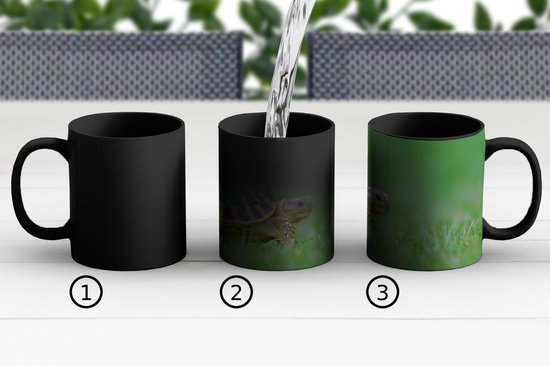 Magic Mug - Photo Heat Mug - Turtle on Grass - 350 ML - Sinterklaas Gift - Noël Presents - Shoes Presents - Handout Presents