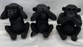 Singes "entendre, voir & se taire" figurines - noir - lot de 3 - 13 cm de haut - polyrésine - décoratif