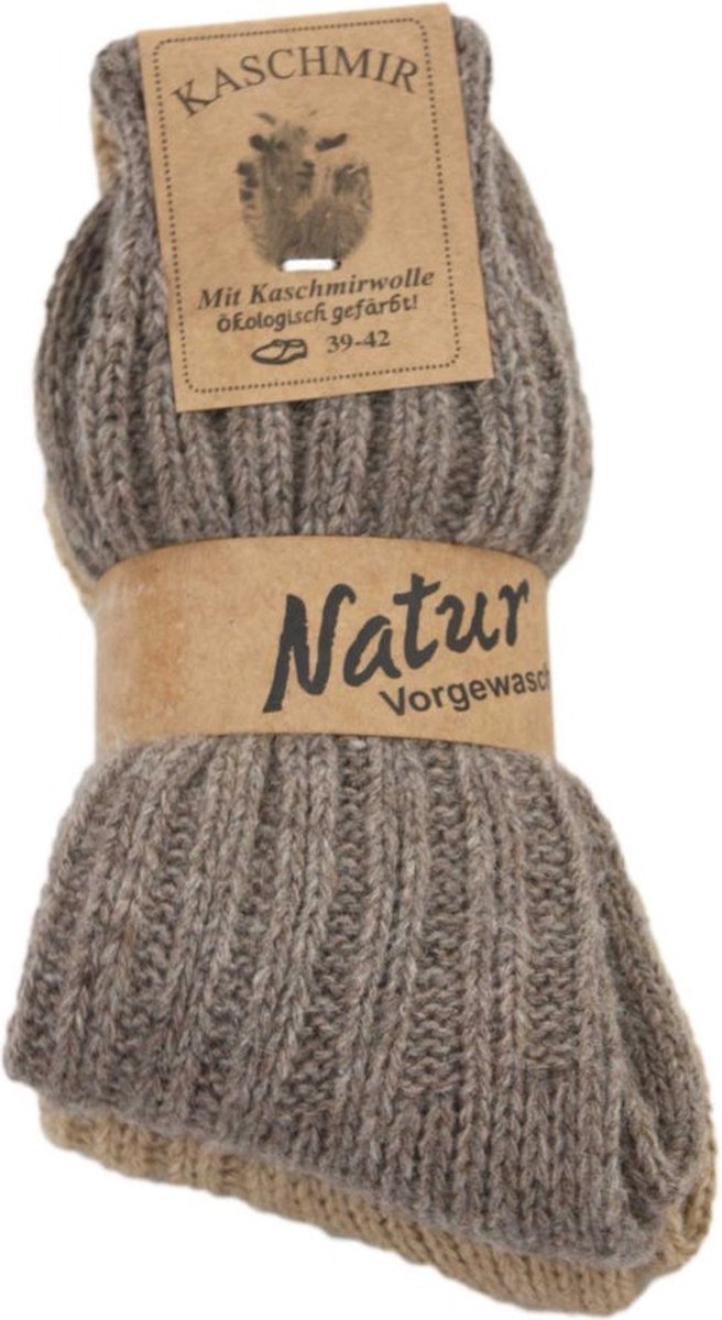 Without Lemon - Cashmere sokken - Kasjmier - 2 Paar - Unisex - Beige - Maat: 43-46 - Winter - Zacht & Warm - Comfort - Premium - Kerst - Cadeau