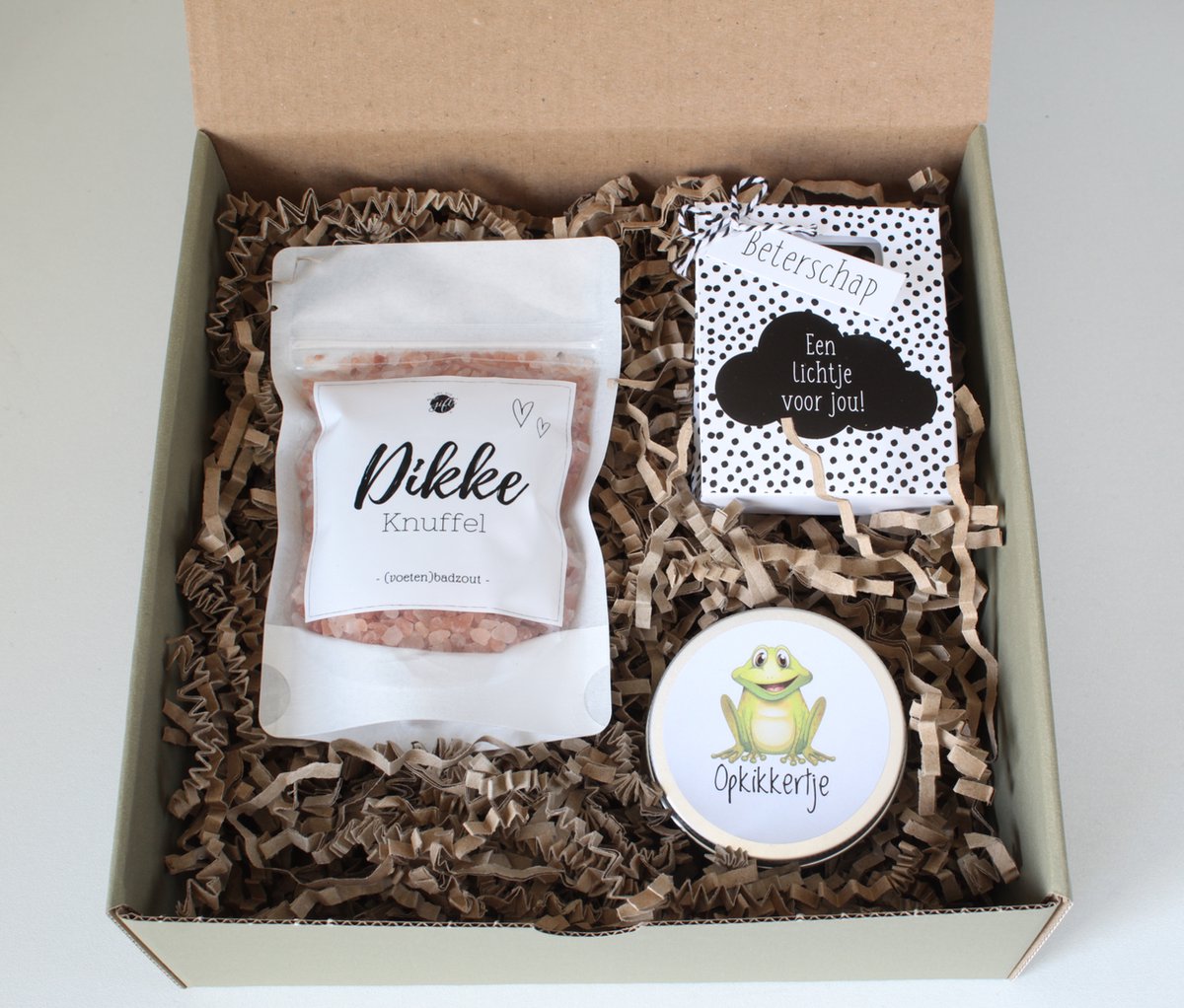 Minibox beterschap - cadeau beterschap - cadeau opkikker
