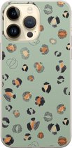 Leuke Telefoonhoesjes - Hoesje geschikt voor iPhone 14 Pro Max - Luipaard baby leo - Soft case - TPU - Luipaardprint - Blauw