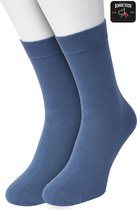 Bonnie Doon Basic Sokken Dames Jeans Blauw maat 36/42 - 2 paar - Basis Katoenen Sok - Gladde Naden - Brede Boord - Uitstekend Draagcomfort - Perfecte Pasvorm - 2-pack - Multipack - Effen - Denim - Jeans - OL834222.109