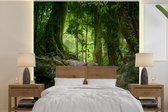 Behang - Fotobehang Jungle - Stenen - Water - Natuur - Planten - Breedte 280 cm x hoogte 280 cm