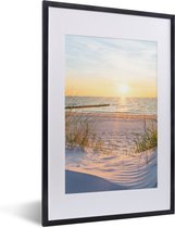 Fotolijst inclusief poster - Posterlijst met passe partout strand - Zwarte lijst 40x60 - Fotokader zonsondergang - Fotolijstje slaapkamer accessoires - Photo frame natuur - Decoratie woonkamer - Poster zee - Muurdecoratie - Posterframe