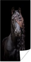 Poster Paarden - Fries - Manen - Zwart - Dieren - 75x150 cm
