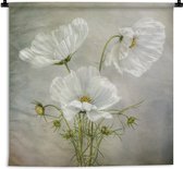 Wandkleed - Wanddoek - Bloemen - Stilleven - Klaproos - Wit - Botanisch - 150x150 cm - Wandtapijt
