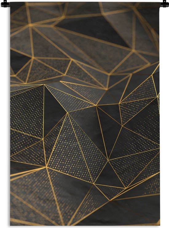 Wandkleed - Wanddoek - Abstract - Goud - 3D - Luxe - Kunst - 120x180 cm - Wandtapijt