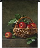 Wandkleed - Wanddoek - Rustiek - Appel - Fruit - Rood - Mand - Stilleven - 120x160 cm - Wandtapijt