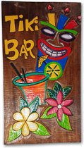 Houten wandbord "TIKI BAR" | 50 x 27 cm | mancave | kroeg | tuin decoratie | cadeau | Hawaii | bord