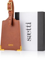 Saetti Bagagelabel Kofferlabel - Luxe Luggage Tag - Bruin - Echt Leer