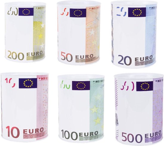 Spaarpot - Euro - 8 x 13 cm - Assorti