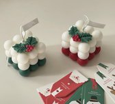 kerstcadeau | 2 x Christmas/Kerstkaarsen (rood en groen) - Bubble Candle - Bubble Kaars - Vegan - handgemaakt - Soja