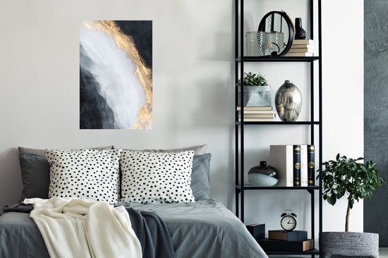 Poster Abstract - Verf - Goud - Zwart - Marmer - 40x60 cm