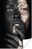 Poster Vrouw - Bladgoud - Zwart - Huid - Luxe - 40x60 cm