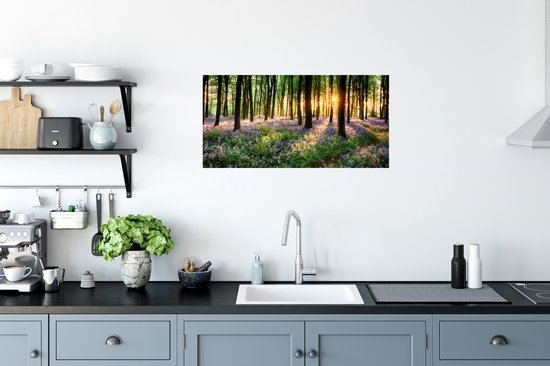 Stickers muraux - Sticker Foil - Forêt - Fleurs - Lavande - Soleil - Violet - Nature - 80x40 cm - Film Adhésif - Stickers muraux Chambre Enfant - Papier Peint Autocollant