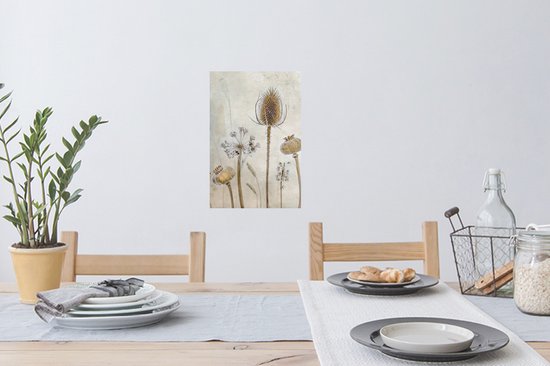 Stickers muraux - Sticker Foil - Fleurs - Aquarelle - Nature Morte - Marron - Vintage - 20x30 cm - Film Adhésif - Stickers muraux Chambre Enfant - Papier Peint Auto Adhésif