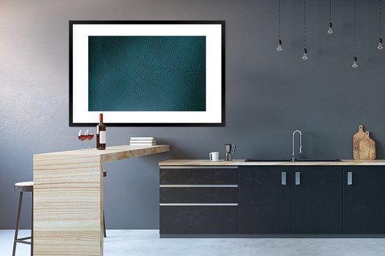 Image encadrée - Cadre photo structure cuir vert foncé 120x80 cm - Affiche encadrée (Décoration murale salon / chambre)