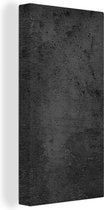 Canvas Schilderij Beton - Robuust - Vintage - Rustiek - Grijs - Zwart - 40x80 cm - Wanddecoratie