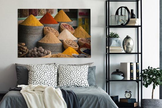 Tableau sur toile Herbes - Ton - Épices - Jaune - Marron - 120x80 cm - Décoration murale