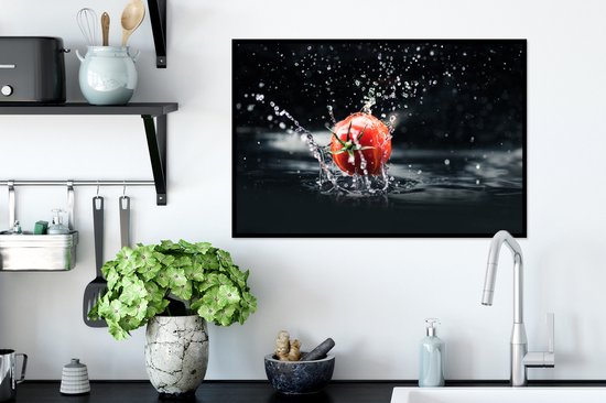 Cadre photo avec poster - Tomate - Légume - Nature morte - Water - Rouge - 60x40 cm - Cadre poster - Décorations de Noël - Décoration de Noël pour l'intérieur - Noël