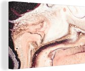 Canvas Schilderij Steen - Marmer - Edelsteen - Abstract - Natuur - Roze - 120x80 cm - Wanddecoratie