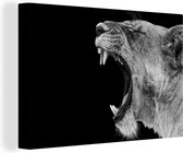 Peinture sur toile - Animaux - Lion et Lionne - Nature - Zwart - Wit - Lion - Peintures sur toile - Décoration de chambre - 30x20 cm - Canvasdoek - Décoration murale