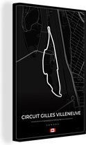 Canvas Schilderij Racing - Racebaan - Circuit Gilles Villeneuve - Canada - F1 - Zwart - 40x60 cm - Wanddecoratie - Vaderdag cadeau - Geschenk - Cadeautje voor hem - Tip - Mannen