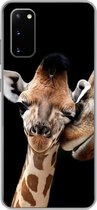 Geschikt voor Samsung Galaxy S20 hoesje - Giraffe - Dieren - Zwart - Portret - Dieren - Siliconen Telefoonhoesje