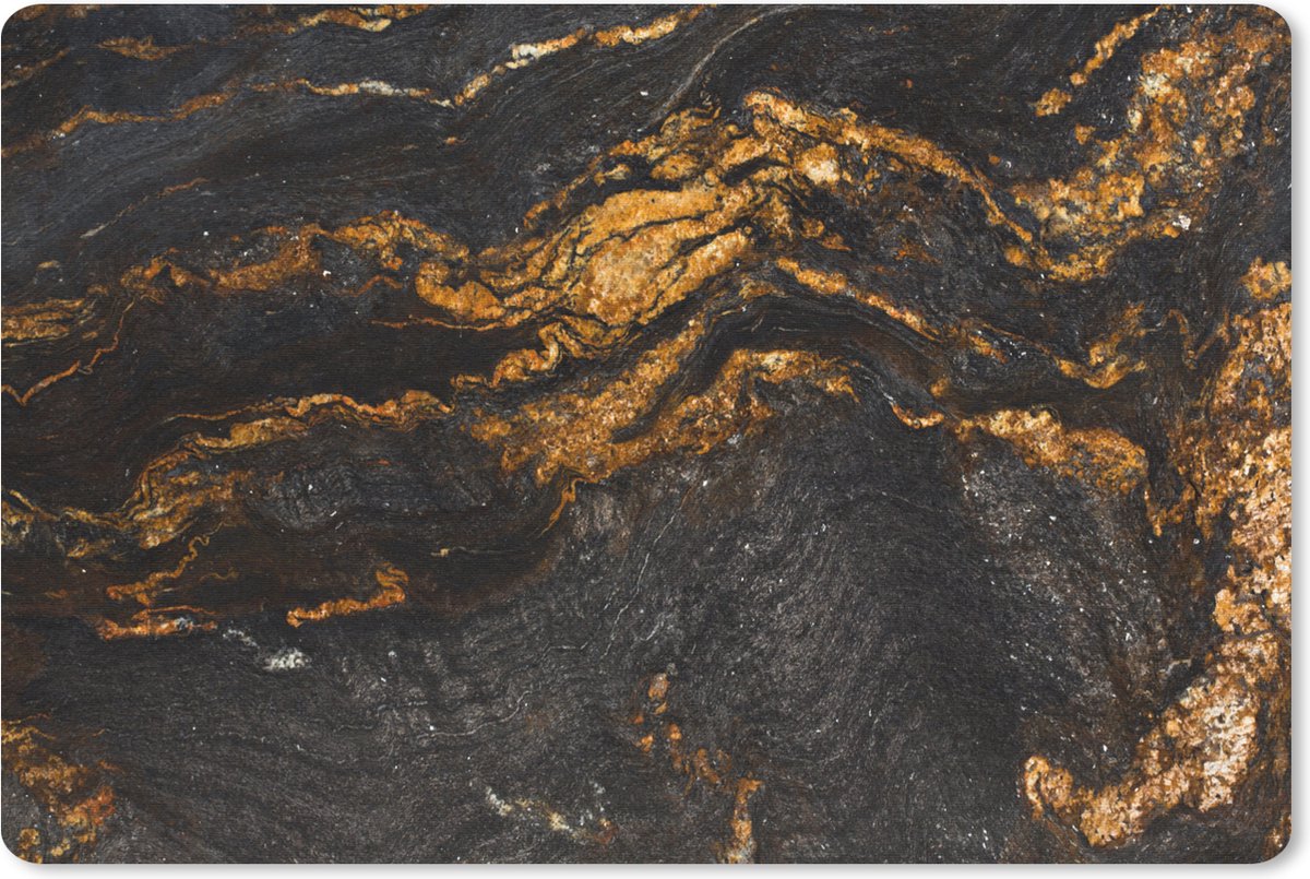 Bureau onderlegger - Muismat - Bureau mat - Marmer - Kalk - Zwart - Goud - Marmerlook - Luxe - 60x40 cm
