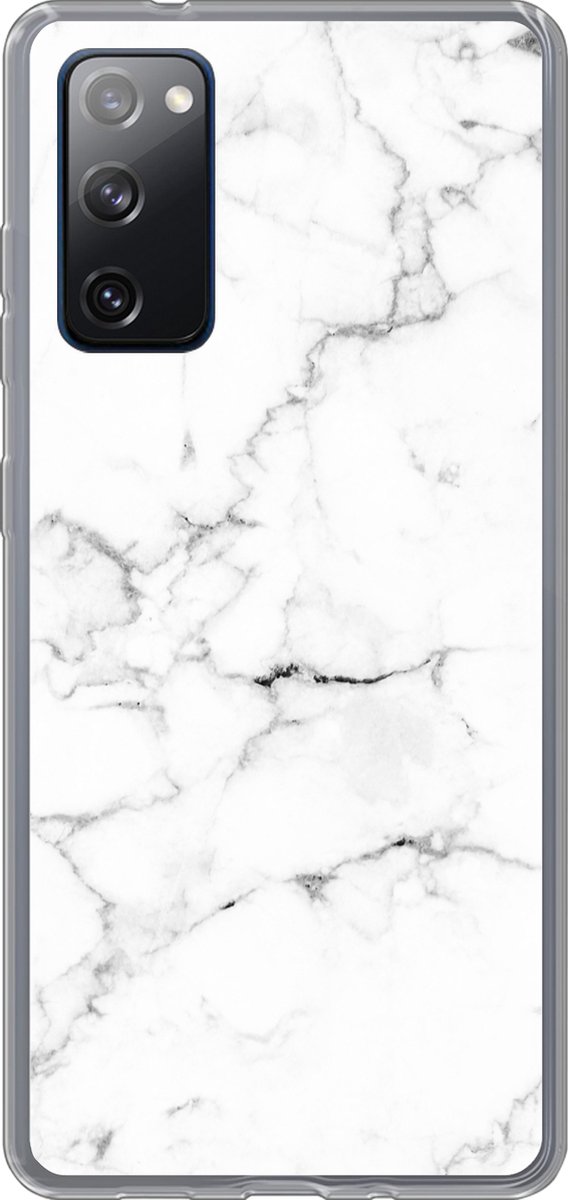 Telefoonhoesje Geschikt voor Samsung Galaxy S20 FE hoesje - Marmer print - Wit - Grijs - Luxe - Marmer printlook - Structuur - Siliconen Telefoonhoesje Telefoonhoesje