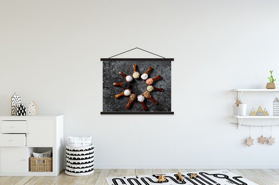 Posterhanger incl. Poster 120x90 cm - Schoolplaat - Lepel - Kruiden - Specerijen - Keuken - Industrieel - Textielposter - Zwarte latten