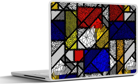 Sticker pour ordinateur portable - 12,3 pouces - Mondrian - Glas - Oude Meesters - Œuvre d'art - Abstrait - Peinture