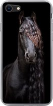 Geschikt voor iPhone SE 2020 hoesje - Paarden - Fries - Manen - Zwart - Dieren - Siliconen Telefoonhoesje