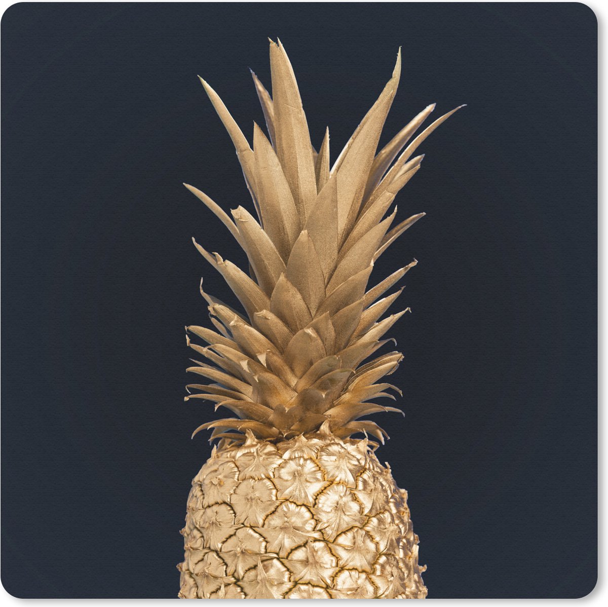 Muismat 30x30 cm - Mousepad Ananas - Goud - Verf - Zwart - Fruit - Luxe - Muismatten