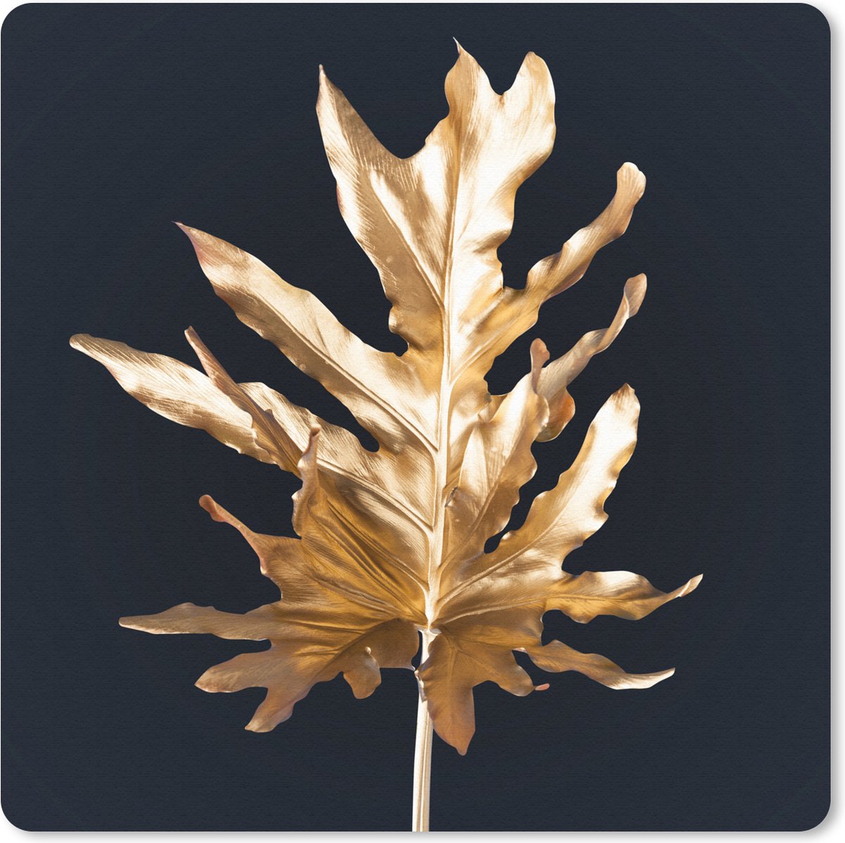 Muismat 30x30 cm - Mousepad Bladeren - Goud - Herfst - Natuur - Luxe - Muismatten