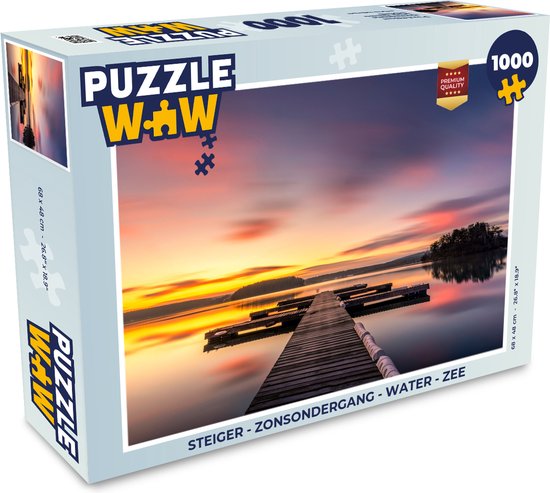 Foto: Puzzel steiger zonsondergang water zee reflectie legpuzzel puzzel 1000 stukjes volwassenen