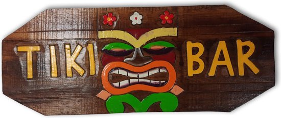 Houten wandbord | "Tiki Bar" #3 | 50 x 20 cm | mancave | barbord | kroeg | café decoratie | Vaderdag cadeau