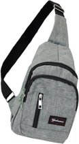 Crossbodytas Stof Grijs - Sling bag - Herentassen schuin - Rugzak schuine schouderband - Crossbag