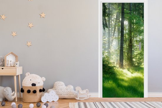 Deurposter 80x205 cm - Deursticker Natuur - Bomen - Bos - Groen - Zon - Gras - Planten - Meubelfolie zelfklevend - Deurfolie woonkamer - Interieurfolie fotobehang - Deur plakfolie - Deurstickers - Deurbehang sticker - Kamer decoratie