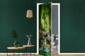 Deursticker Jungle - Stenen - Water - Natuur - Planten - 95x235 cm - Deurposter