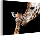 Wanddecoratie Metaal - Aluminium Schilderij Industrieel - Giraffe - Dieren - Zwart - Portret - Dieren - 150x100 cm - Dibond - Foto op aluminium - Industriële muurdecoratie - Voor de woonkamer/slaapkamer